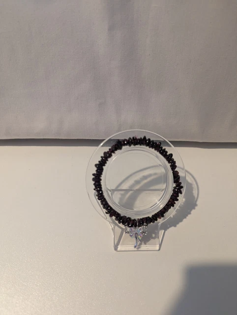 Garnet Chip Bracelet With Bow Charm