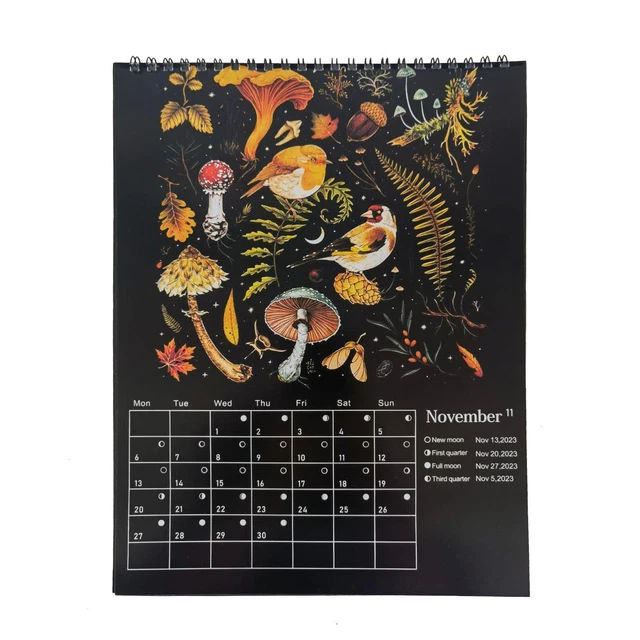 DARK FOREST LUNAR Calendar 2023 Wall Calendar Art Monthly Moon Calendar