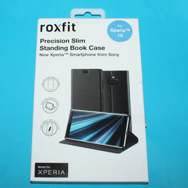 NEUF ! Véritable étui livre mince Roxfit Precision pour Sony Xperia 10 - Noir