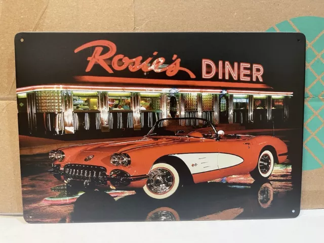 Rosies Diner Roadside America Lucinda Lewis Red 50s Corvette DE sign New Sign