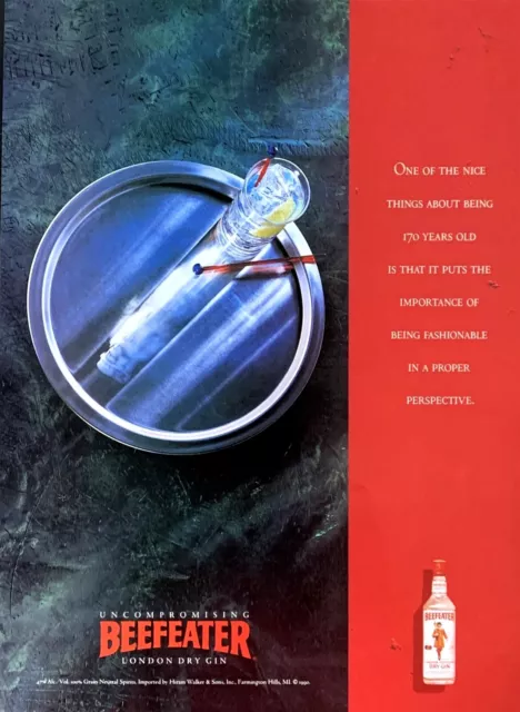 1990 BEEFEATER Uncompromising London Dry Gin Vintage PRINT AD