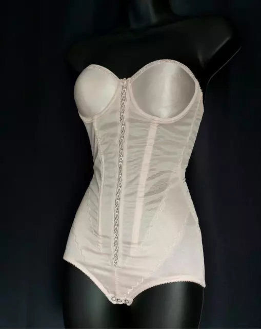 LACY PINK BOMBSHELL Strapless 1980s Vintage Slimming BODY SHAPER GIRDLE -sz 32 B