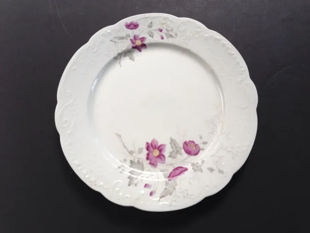 OP Co Syracuse China SY1126 Pink Yellow Flowers Gray Leaves - 10" DINNER PLATE