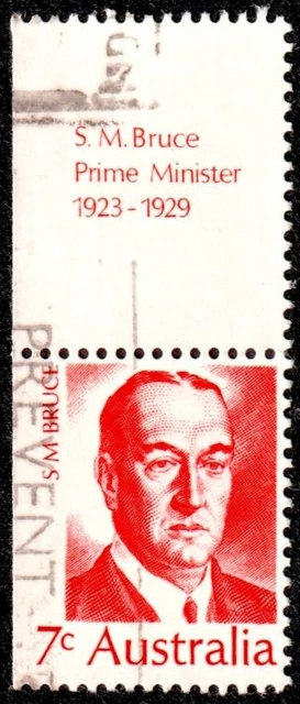AUSTRALIA 1972 7C Red PM S M Bruce w/- Tab [vertical] VFU - SG 508 $4. ...