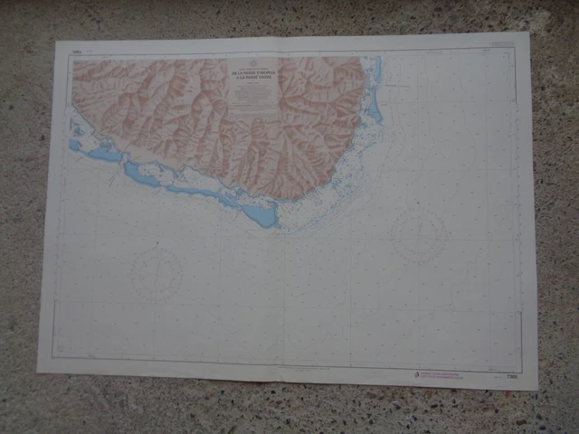 CARTE MARINE  De la passe d'Aiurua à la passe Havae Tahiti - presqu'île Taiarapu