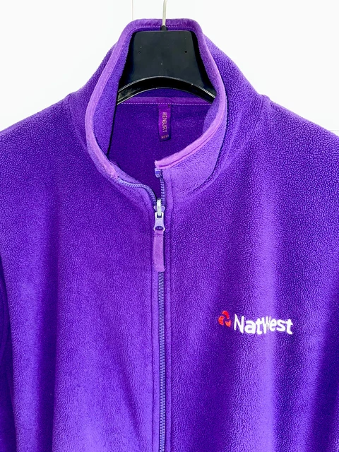 HENBURY H850 Full Zip Anti Pill MicroFleece Bomber Jacket Purple L Cozy VGC Warm