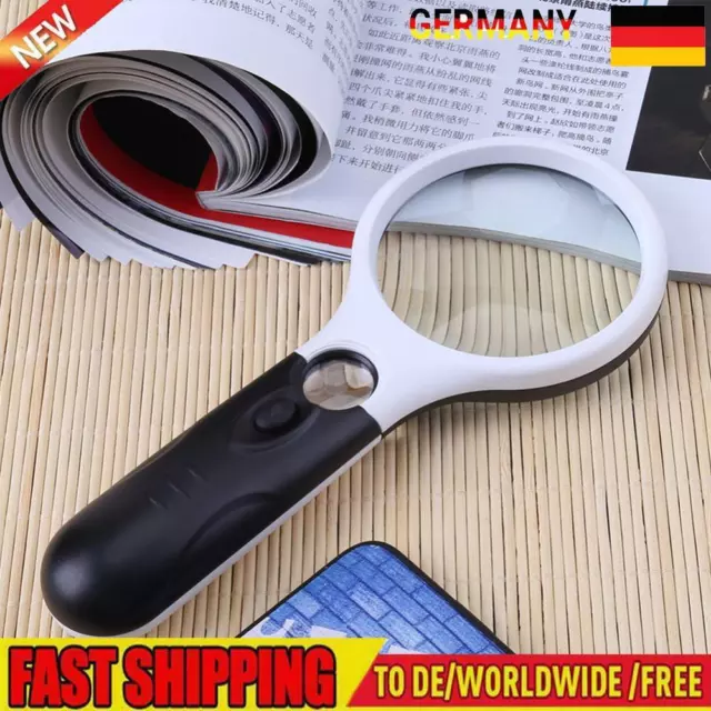 45X Lighted Magnifying Glass with 3 LED Light Pocket Loupe Handheld for Reading