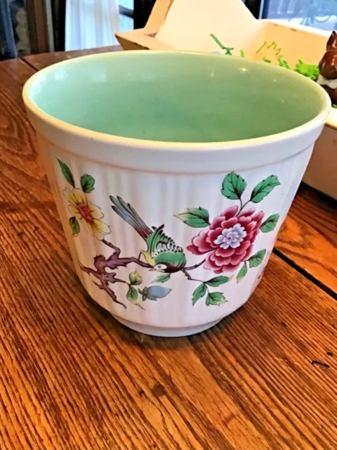 Vintage  Old Foley Chinese Rose James Kent Planter with Bird & Flowers England