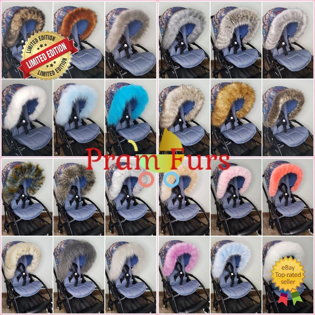 Luxury Pram Faux Fur Hood Trim FAST DELIVERY Universal Fit Bee3 Bee5 Bugaboo