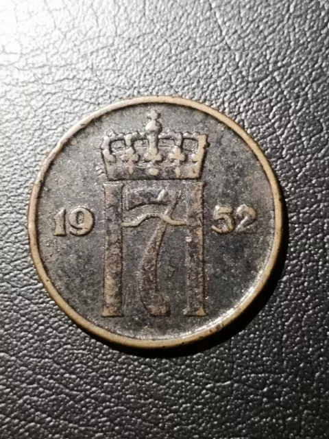 1952 Norway 5 Ore coin  -  RARE Date - Unknown mintage -  #B145