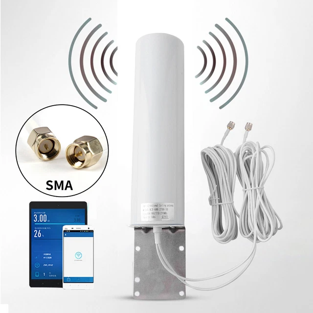 UniteCom MiMo 4x4 Quad Input High Gain Directional 4G/5G Antenne, 10 Meter LMR195 Kabel, SMA Stecker, Pole Oder Wandhalterung Outdoor Antenne