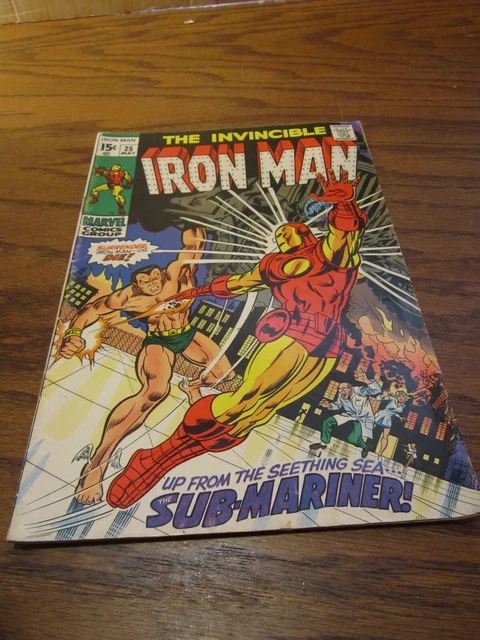 Iron Man #25 (1970) Battle Cover | Iron Man vs Namor the Sub-Mariner