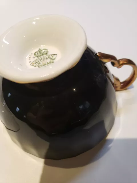 AYNSLEY BLACK FRUIT ORCHARD TEACUP Cup AND SAUCER 3