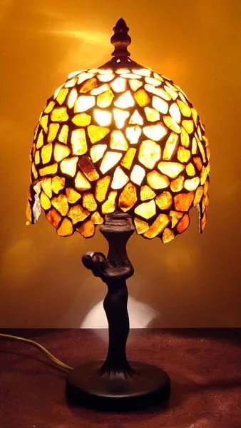 BERNSTEINLAMPE TISCHLAMPE TIFFANY - BERNSTEIN LAMPE - 16 cm