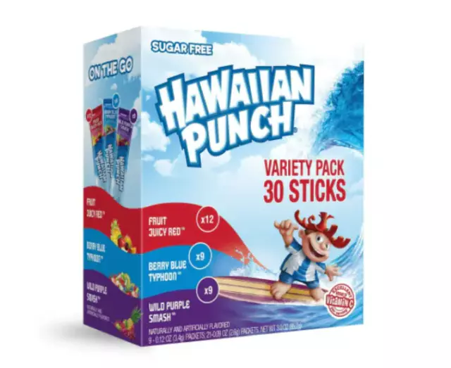 Hawaiian punch variety pack sugar free drink mix juicy red blue purple