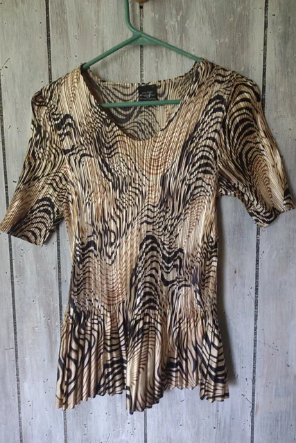 Mini Pleated Magic Scarf Animal Print Top Blouse One Size Fits Everybody Peplum