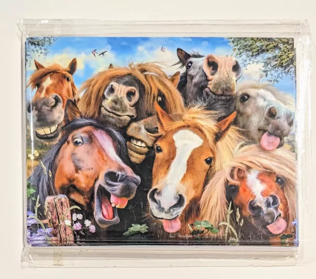 Leanin' Tree Blank Note Cards & Envelopes x 6 Horse Selfie Made USA Unused