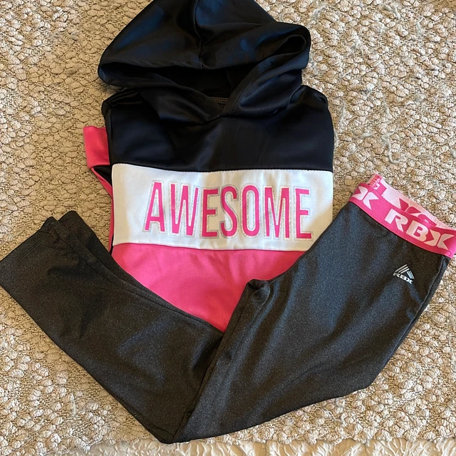 Girls RBX 2pc Athletic Outfit. Size 8/10 pink/black/white