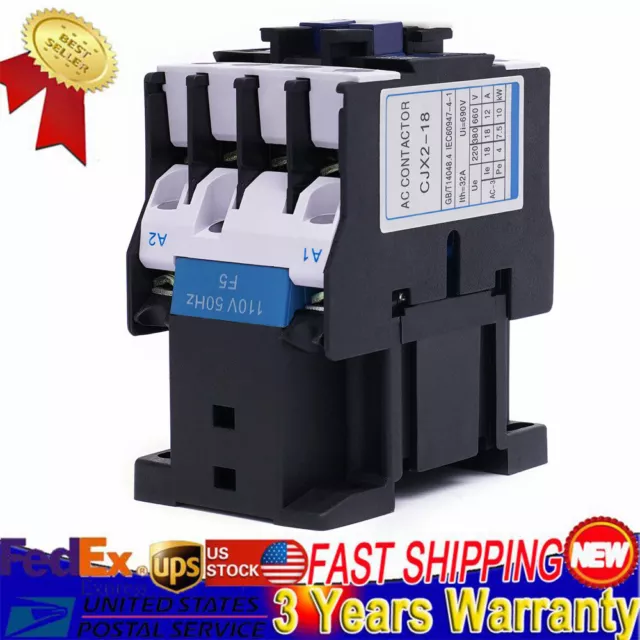 1 Normally Open AC Contactor CJX2-1810 AC 110V 18A Coil Motor Starter Relay NEW