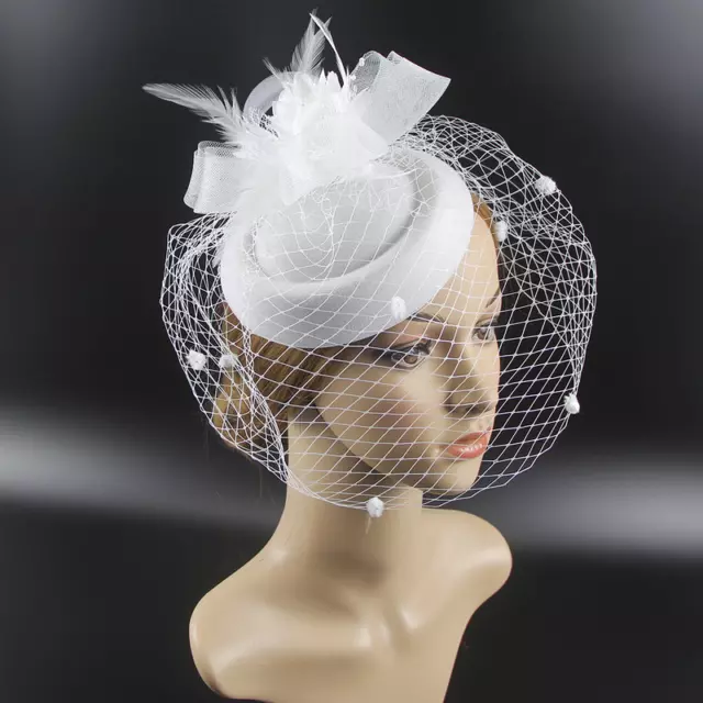 Ladies 20s 50s Vintage Style Fascinator Hat Pillbox Cap with Veil Evening Prom