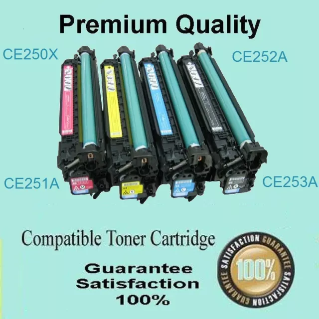 4x Compatible HP Toner Cartridge for CP3525 CM3530 CE250X CE251A CE252A CE253