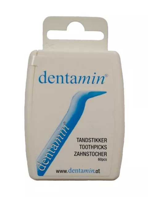 Dentamin Toothpicks 60pcs Pocket Box Plastic Dental Sticks Floss BEST TOOTHPICK