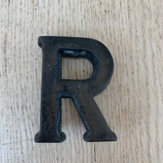 Antique CAST IRON Letter "R" from OLD BUILDING or SIGN Metal