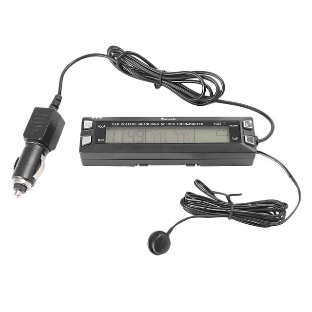 Voltmetro Termometro Orologio LCD Multifunzione Per Auto - 5