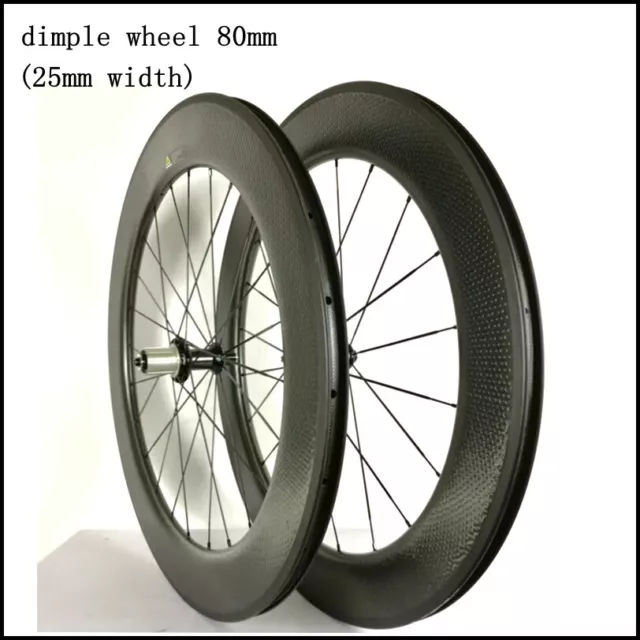 700C Full Carbon Racing Wheelset 80mm Road Bicycle Thru Axle Wheels V Brake 24H