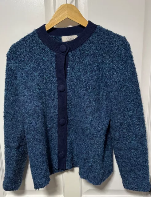 EDINBURGH WOOLLEN MIL Honor Millburn blue wool Cardigan. UK women s size 14 20.00 PicClick UK