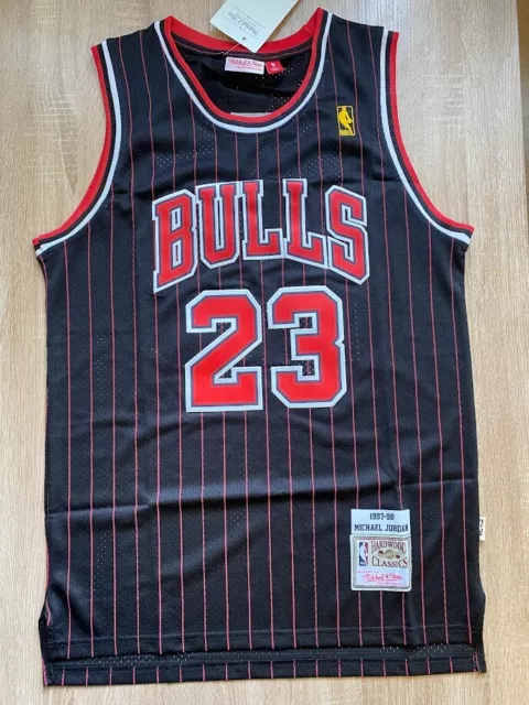 Chicago Bulls Michael Jordan #23 NBA Swingman Vintage Black Stripe Jersey