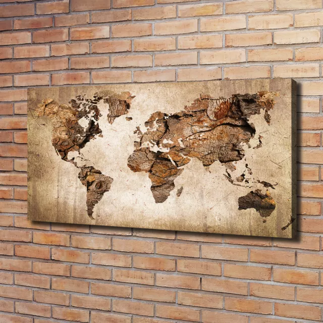 Cuadros Modernos Sobre Lienzo Para el Salón 120x60 Mapa del mundo de madera