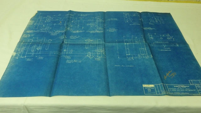 Antique Blueprint Industrial Art Detroit Automotive Ex-Cello Corp 1939 24"x36"