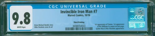 Invincible Iron Man #7 Variant 3rd Print CGC 9.8 1st App Riri 2016 Marvel Comics 2