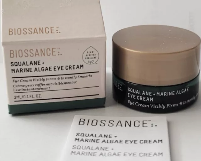 Open Box New/Unused/Unopened Jar- Biossance Sq+ Marine Algae Eye Cream .1 oz/3ml