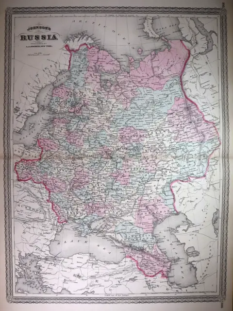 Old Antique 1872 A.J. Johnson Atlas Map ~ RUSSIA ~ (XLG18x26)-#1026