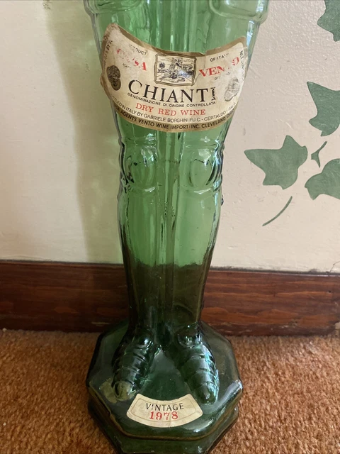 Vintage Wine Chianti Green Wine Bottle Glass 1978 Tuscan Knight 23” Unique