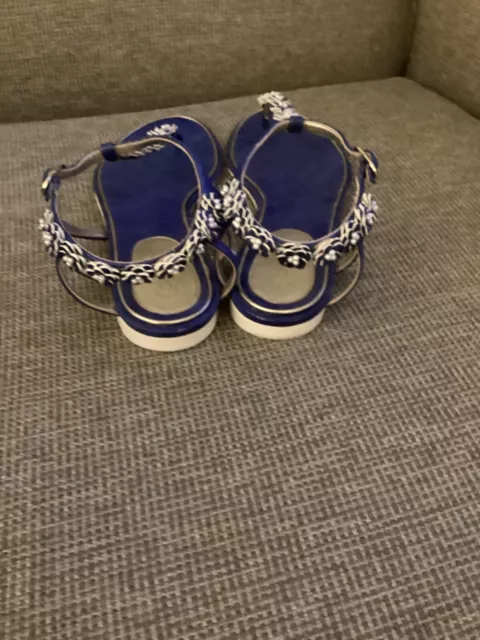 CHANEL QUILTED FLATS Thong Sandals Blue Size 39C $499.00 - PicClick