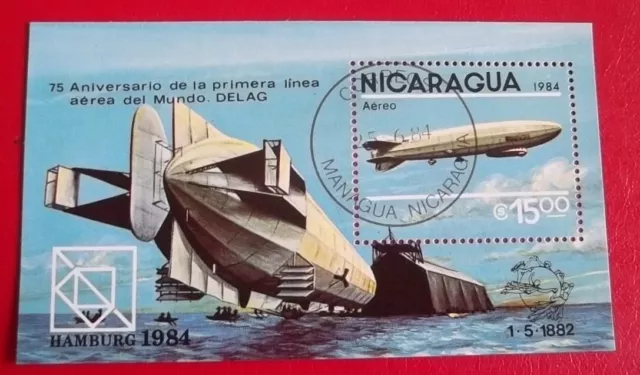 Briefmarken  Nicaragua   Block   Zeppelin   gestempelt