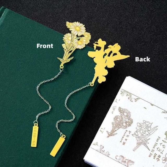 Retro Creative Tassel Pendant Book Marks Book Clips Flowers Brass Bookmark