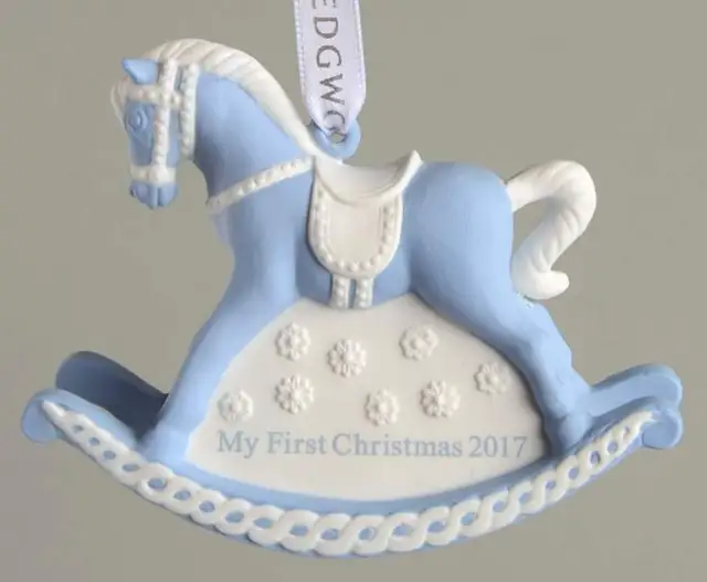 Wedgwood Baby'S First Christmas Baby's 1st Rocking Horse-Blue - Boxed 11185176