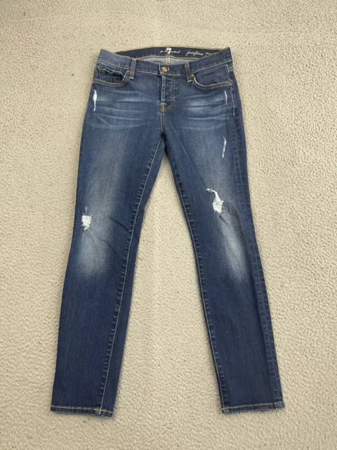 7 For All Mankind Womens Josefina Skinny Boyfriend Jeans 26 Blue Distressed Dark