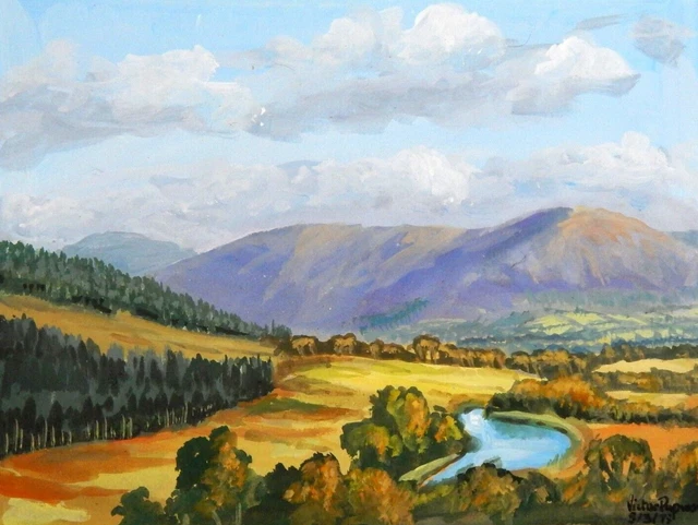Vintage Painting Scotland Caledonian Canal Country Highlands Victor Papworth