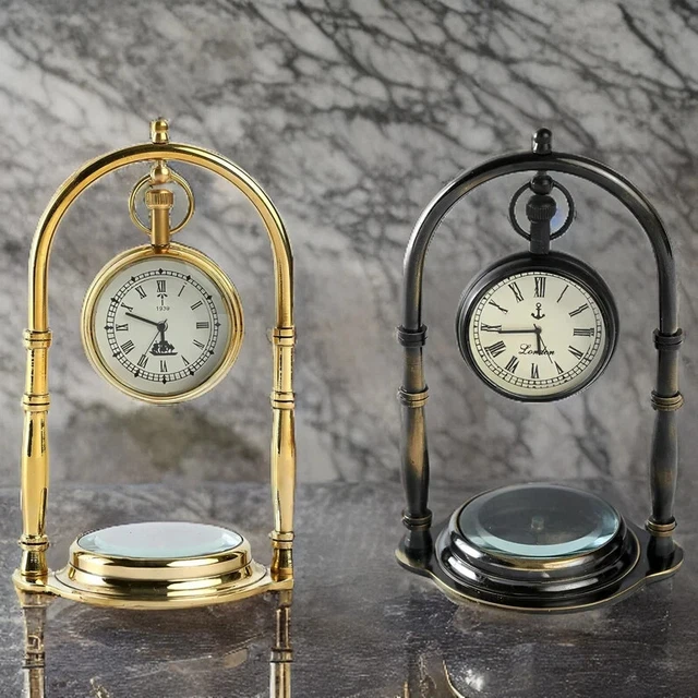 Victorian London Clock Maritime Brass Compass - Nautical Antique Collector's Ite