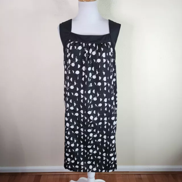 Mossimo Women's Black White Polka Dot Sleeveless Shift Dress Size Large Pockets