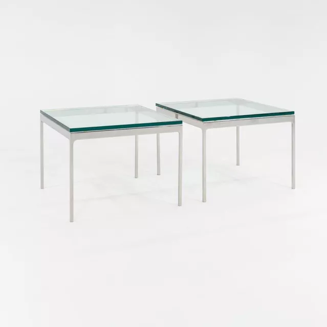 1970s Nicos Zographos TA.24G Square Side Table Stainless and Glass 24in 2x Avail