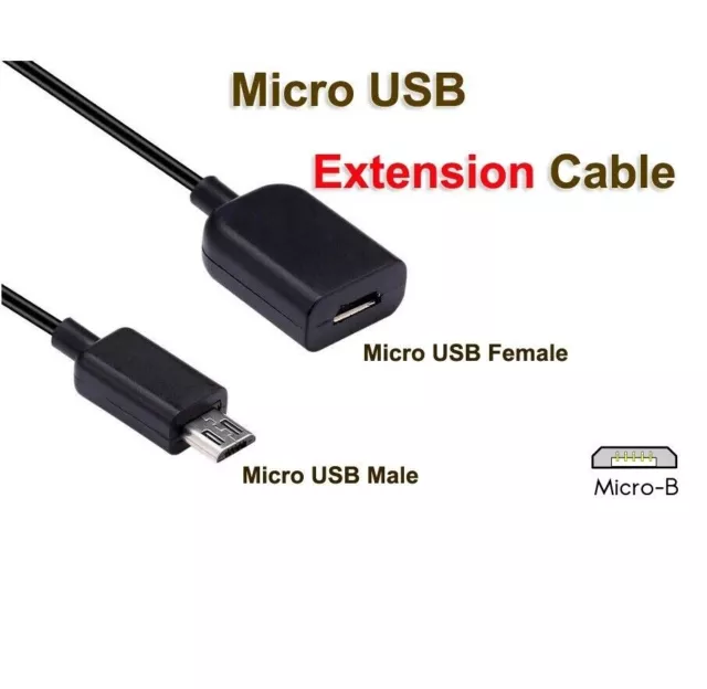 Micro USB Stecker zu Buchse Verlängerungskabel Daten Sync Strom Ladegerät Kabel