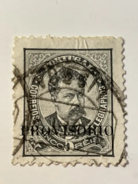 alte Briefmarke Portugal Aufdruck gestempelt