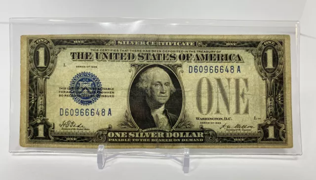 1928 Funny Back $1 Silver Certificate Blue Seal Dollar Bill Note Nice Condition