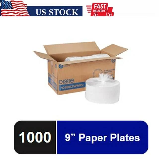 Dixie Uncoated Economical Paper Plates, White, 1000 / Carton (Quantity)